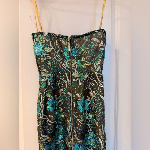NWOT BRONX AND BANCO Dahlia Teal Multi Maxi Strapless Floral Gown - Picture 9 of 15